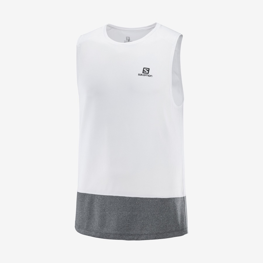 CROSS RUN TANK MEN'S WHITE BLACK Heather