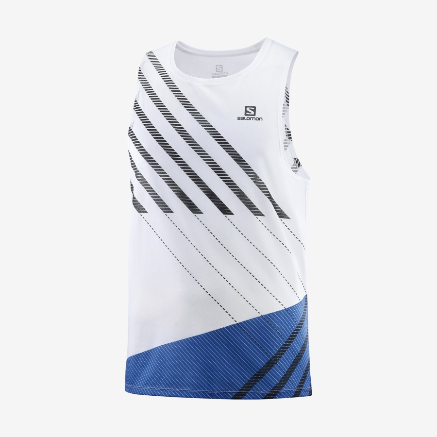 SENSE AERO SINGLET TANK MEN'S WHITE BLACK NAUTICAL BLUE